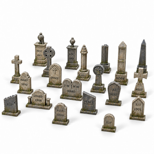 20x mixed gravestones - 20x,